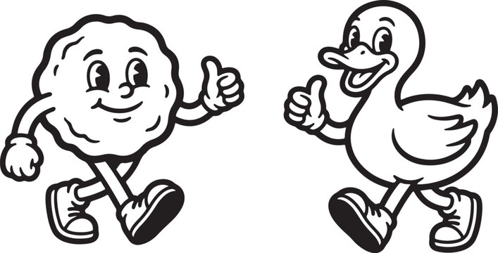 Vintage Chicken Meatball Food Mascot for Restaurant Branding