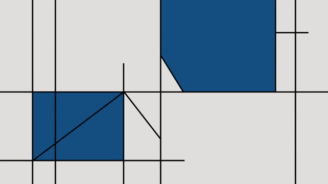 Bauhaus blue rectangles and black lines &ndash; Ideal for architectural branding, modern art posters, or sleek covers.