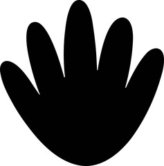 Obraz premium Black dinosaur footprint silhouette, prehistoric animal track, isolated on white background