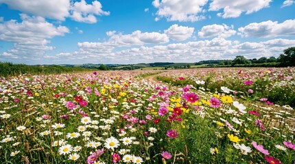 Obraz premium Colorful wildflowers in a sunny field