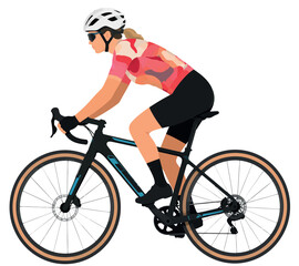 Naklejka premium Vsai woman cyclist riding road bike for fitness training