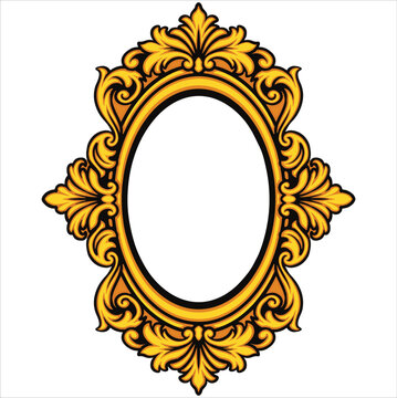 ornate golden oval frame vector design with elegant flourishes and decorative swirls