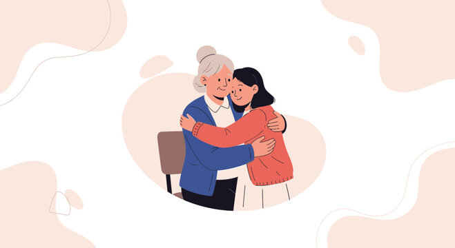 Grandmother and Granddaughter Hugging: Family Love, Support, and Connection