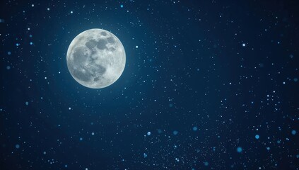 Fototapeta premium Full moon illuminates night sky with bright stars and sparkling cosmic dust on a clear evening