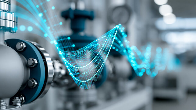 Close-up of a gas behavior visualization showing pressure and volume conditions, industrial science concept, physics of gas in engineering, process condition illustration,