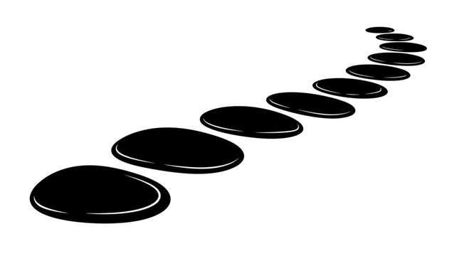 Stepping Stones Path, Zen Balance, Journey Forward, White Background