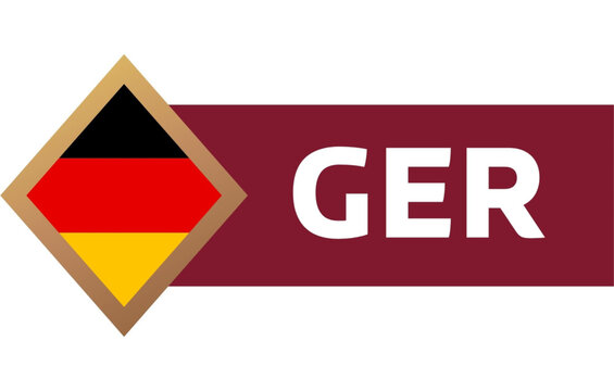 Germany road sign with flag and ger text on white background