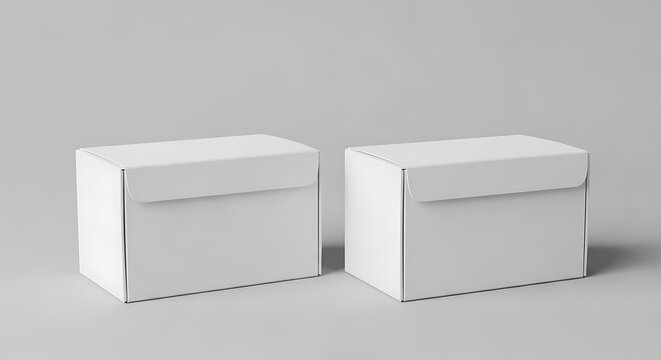 Two plain white cardboard boxes side by side