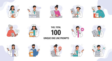 Fototapeta premium Medical Professionals Holding Medication and Pills Collection