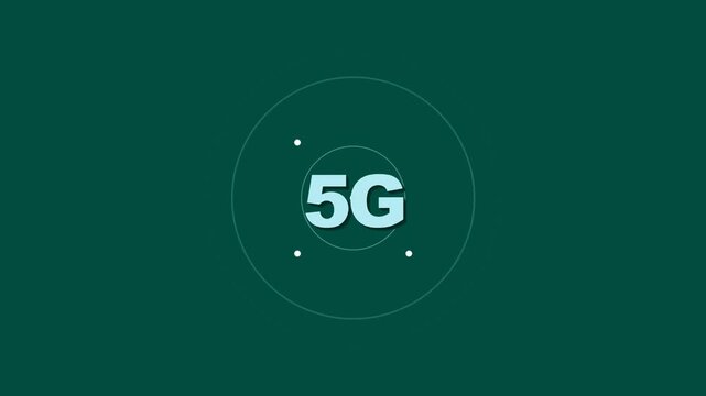 5G Network Technology Symbol Green Screen.