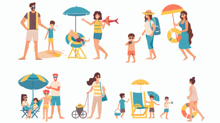 Fototapeta premium Diverse Group of People Enjoying Summer Vacation Activities on a Sunny Beach