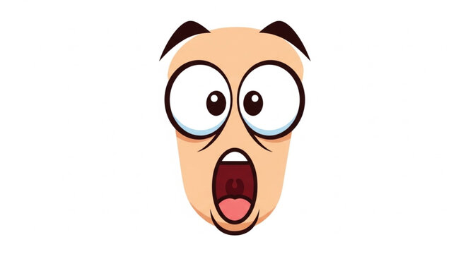 Surprised Cartoon Face with Wide Eyes and Open Mouth.