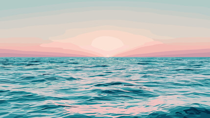 Fototapeta premium Ocean Sunset With Pastel Sky And Rippling Water In Pixel Art Style