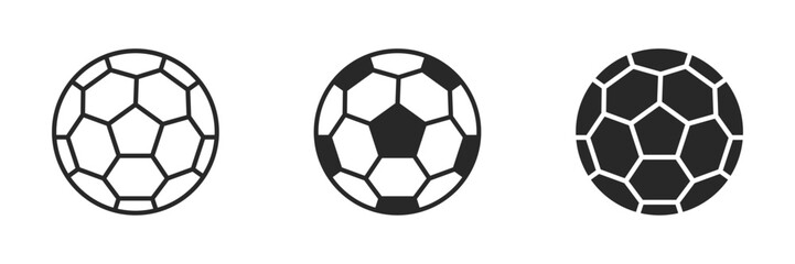 Naklejka premium Collection of Three soccer ball icon in flat and outline style Vector illustration