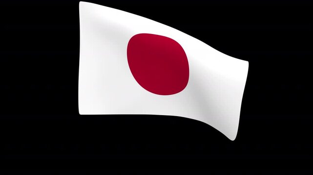 Japanese flag &ndash; 3d render looped with alpha channel.