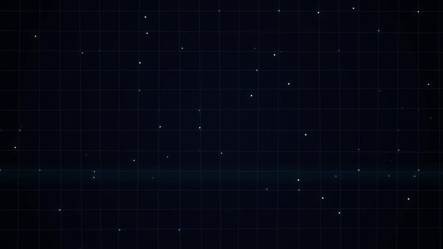Animated Digital Grid Background with Glowing Stars and Light Particles