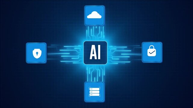 AI Cloud Security and Data Protection Network Concept Background animation 4k.