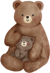 Mama baby bear heartwarming love coquette illustration © GuitaRies