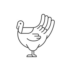Male turkey linear icon. Commercial poultry farming for food. Domestic bird growing for meat. Thin line customizable illustration. Contour symbol. Vector isolated outline drawing. Editable stroke © IMG visuals icons