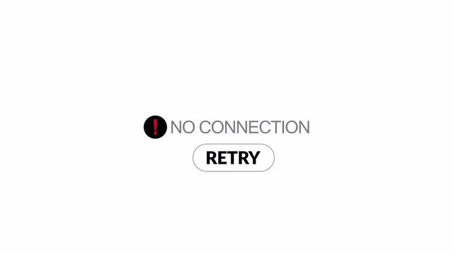no network connectivity for mobile apps, online tools, and internet error alerts animation on Transparent background. refresh network signal issue complete signal loss animation in 4K  alpha channel