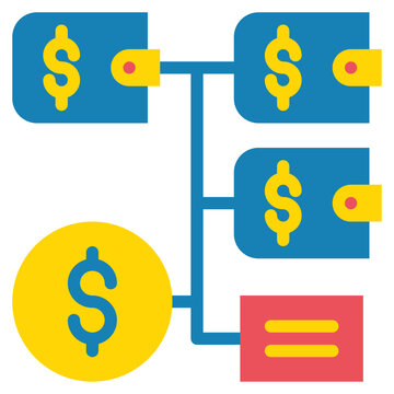 money management wallet diversification planning flat style icon