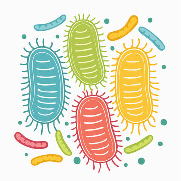 Colorful Cartoon Bacteria and Microbes Illustration