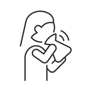 Hyperventilation linear icon. Panic attack symptom. Respiratory problem. Fast inhale and exhale. Thin line customizable illustration. Contour symbol. Vector isolated outline drawing. Editable stroke
