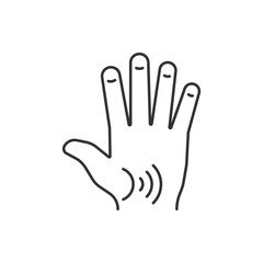 Fototapeta premium Thumb arthritis linear icon. Degenerative changes. Osteoarthritis in thumb. Enlarged joint. Thin line customizable illustration. Contour symbol. Vector isolated outline drawing. Editable stroke