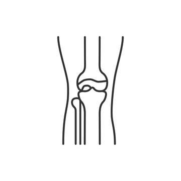 Osteoarthritis linear icon. Cartilage inflammation. Degenerative joint disease. Pain in knee. Thin line customizable illustration. Contour symbol. Vector isolated outline drawing. Editable stroke