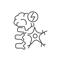 Fototapeta premium Neuromuscular linear icon. Brain and nerve damage. Neurological disease. Spinal cord injury. Thin line customizable illustration. Contour symbol. Vector isolated outline drawing. Editable stroke
