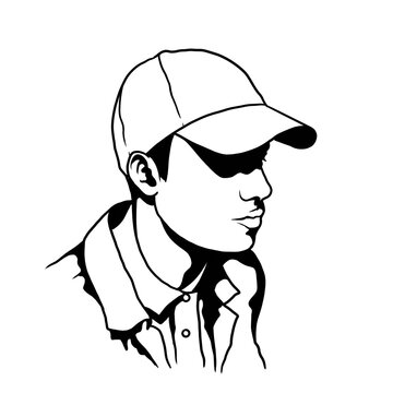 black and white illustration of a mysterious guy