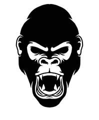 Black and white illustration of a gorilla head © Sisik Tajam