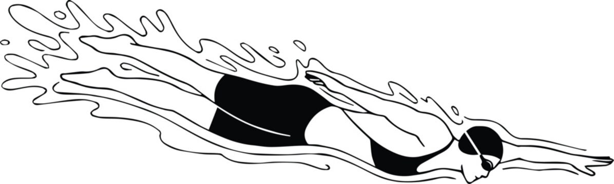 swimmer diving silhouette minimal vector for sport design
