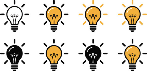 lightbulb idea creativity illustration colored outline vector icons © AIcon Star