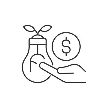 Angel investor tax credits linear icon. Small business incentive. Seed and private investor. Thin line customizable illustration. Contour symbol. Vector isolated outline drawing. Editable stroke