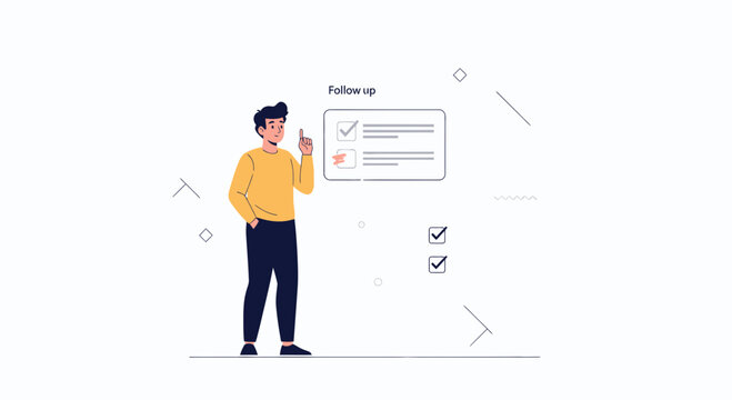 Man checking tasks on a follow up list, concept of planning and organization