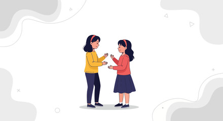 Fototapeta premium Two girls talking and gesturing