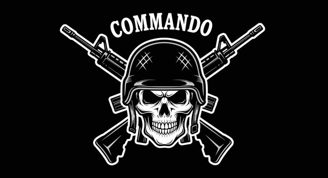 Military Skull Helmet Graphic Design.