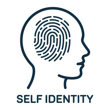 Fingerprint inside human head symbolizing self identity and personal uniqueness vector