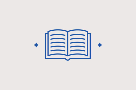 Open textbook line icon for classroom learning and home study sessions. Educational vector illustration for online syllabus pages and textbook retailer websites.