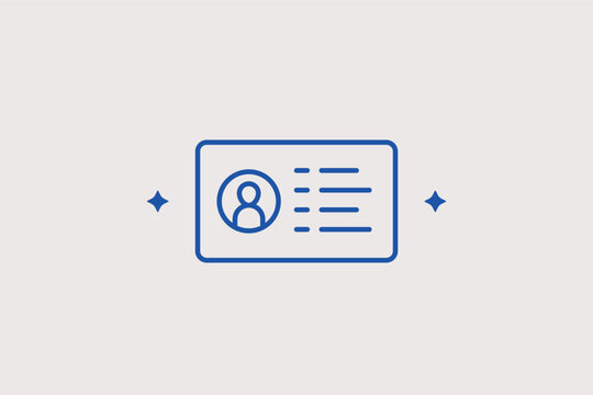 Student ID card line icon for campus security and library access identification. Functional vector illustration for university orientation guides and student portal logins.