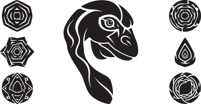 Stylized Snake Head with Geometric Patterns Design