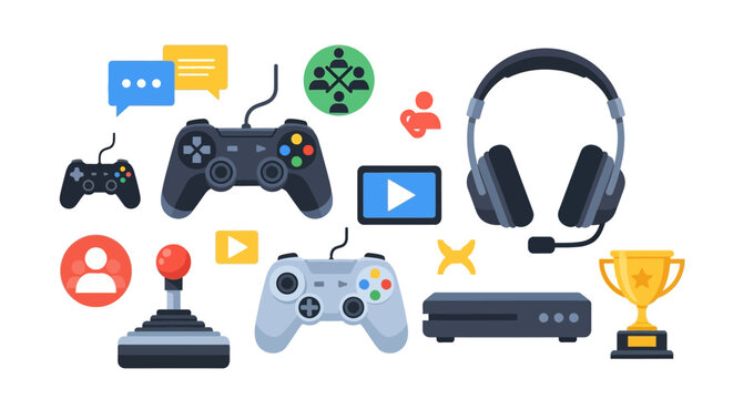 Gaming controllers and accessories collection.