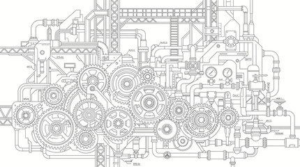 Naklejka premium Detailed mechanical gear system components.