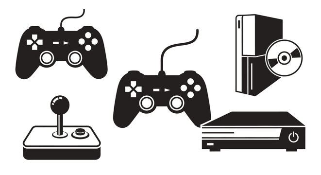 Black and white video game controllers.