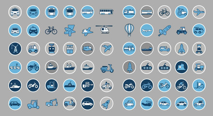 Collection of various transportation icons. © arby