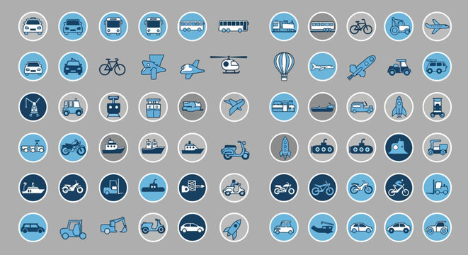 Collection of various transportation icons.