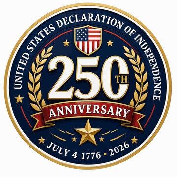 United states 250th anniversary of independence declaration emblem 1776-2026