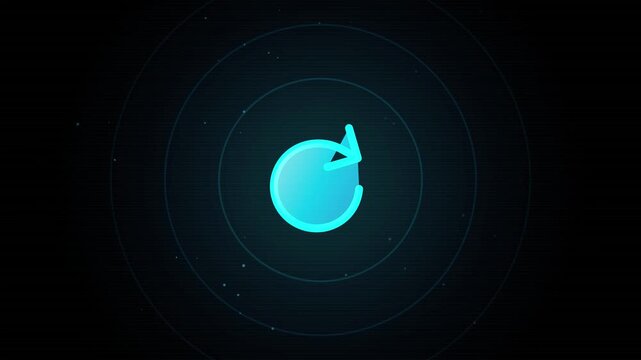 Animated Blue Circular Arrow Icon Rotating on Dark Digital Background