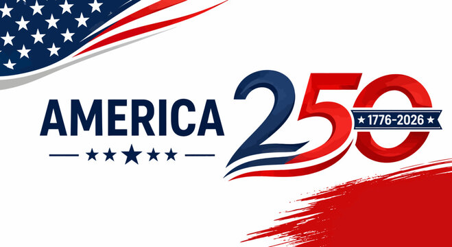 America 250 years with us flag swirls and brush strokes